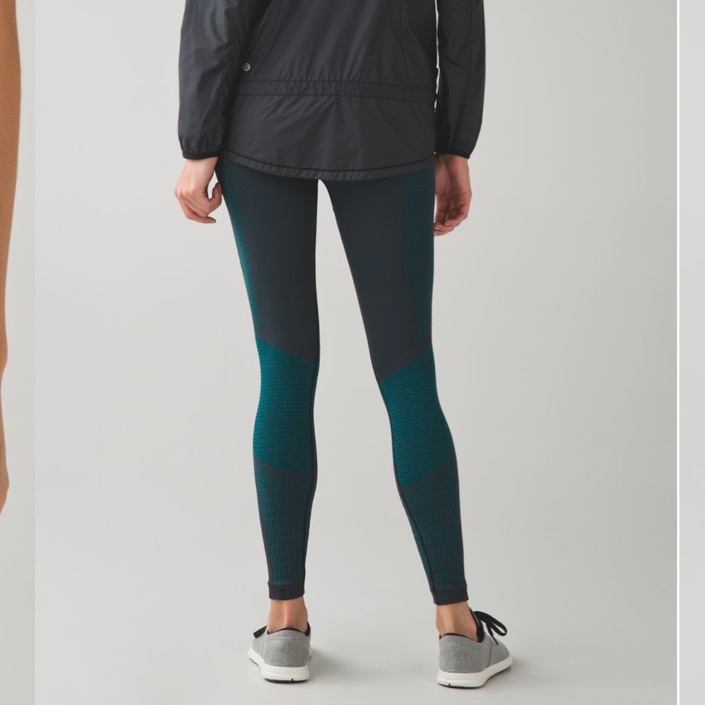 LULULEMON grey and teal All about that base leggings/ tights size 8 yoga run
